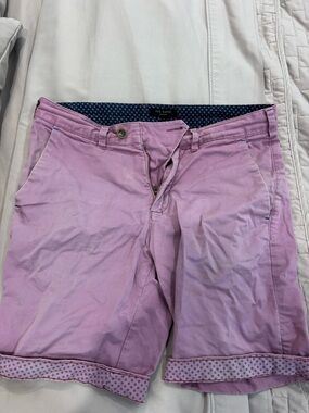 Ted Baker Light Pink Cotton Chino Shorts with Patterned Cuff